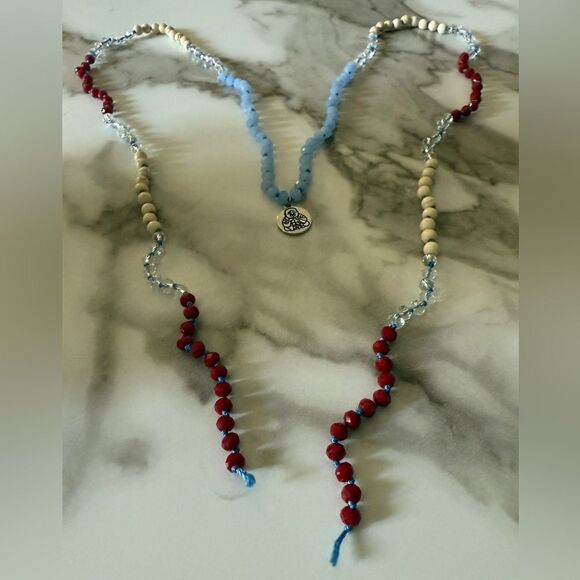Colorful Beaded Necklace with Buddha Charm – 44” Long (New) - Picture 6 of 17